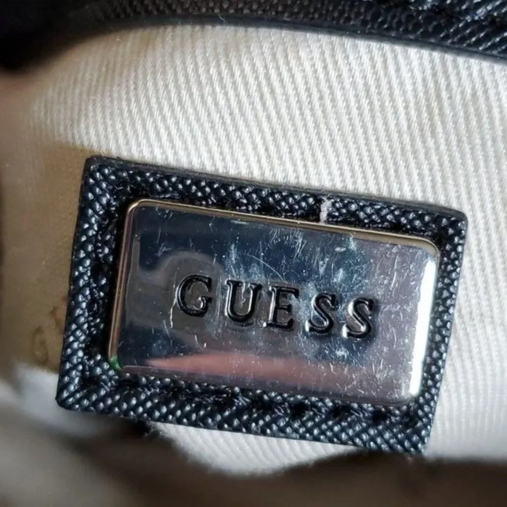 GUESS Bag Cherie Small Girlfriend Satchel Black Vegan Leather Handbag WOMAN'S